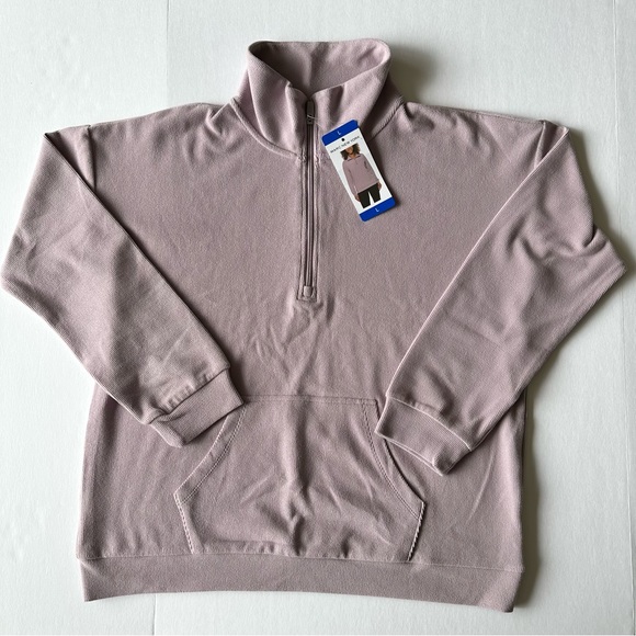 Marc New York Women Ribbed Knit Pullover Sweater Shirt 1/3 Zip Color Amethyst L - Picture 1 of 7